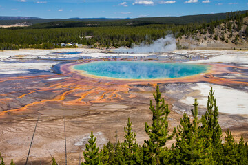 Yellowstone National Park Grand Prismatic Spring Hot Colorful Nature