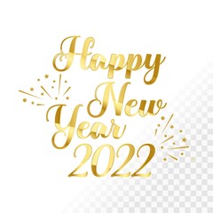 2022 Happy New Year card with golden gradient on white background. Happy new year 2022. New year. Golden gradient, white background, 2022 special, golden foil.