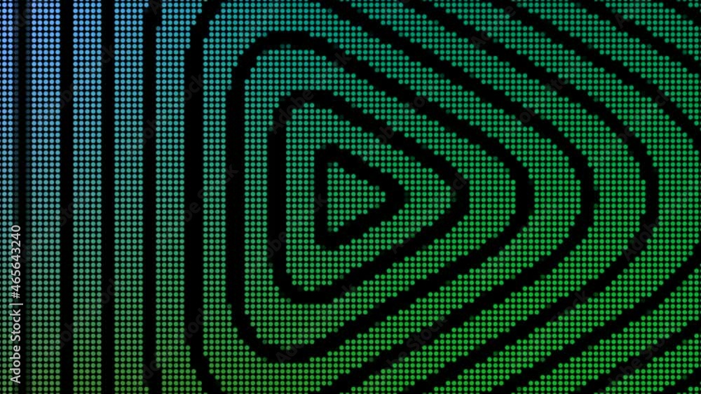 Poster looped hypnotic pattern with wave lines on electronic background. motion. arrow sign is moving in lo