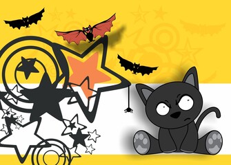 halloween background cat character cartoon illustration 