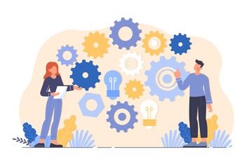 Work operations and teamwork productivity concept