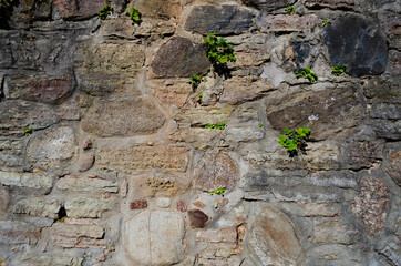 Limestone wall with stones