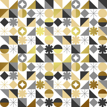 Gold Christmas Geometric Mosaic Seamless Pattern
