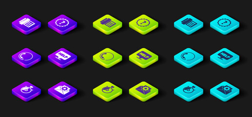 Set Stopwatch, Envelope setting, Telephone 24 hours support, Speech bubble with text Help, Question mark and icon. Vector