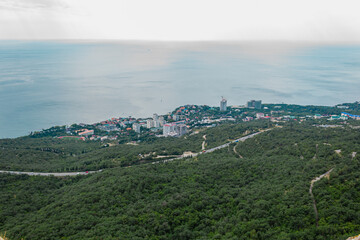 Beautiful view on village located on the seashore