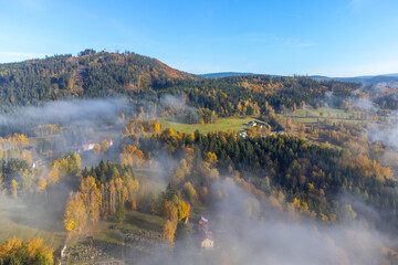 Colorful autumn forested mountain landscape