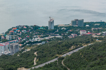 Beautiful view on village located on the seashore