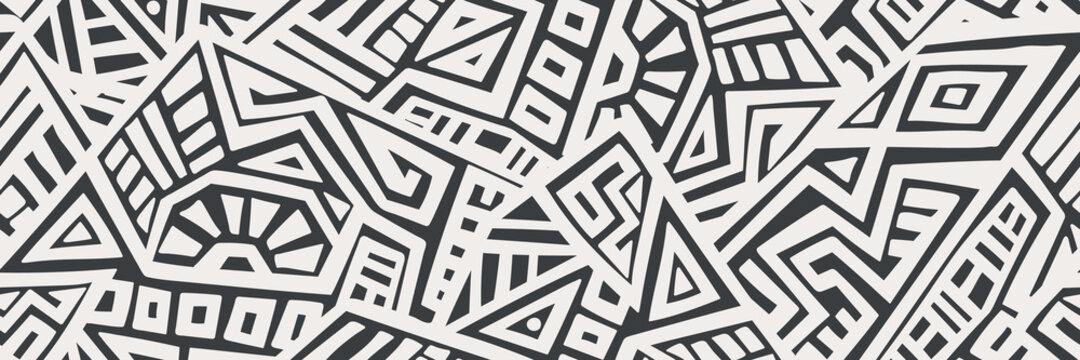 Unique Geometric Vector Seamless Pattern made in ethnic style. Aztec textile print. African traditional design. Creative boho pattern. Perfect for site backgrounds, wrapping paper and fabric design.