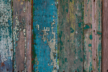 Old fence with cracked paint on it. Background image, place for text