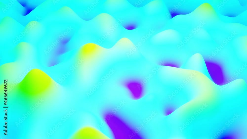 Poster looped animation blue purple color surface. abstract background waves move along the matt surface of