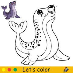 Cartoon cute and happy navy seal coloring