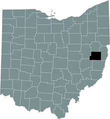 Fototapeta na wymiar Black highlighted location map of the Harrison County inside gray administrative map of the Federal State of Ohio, USA