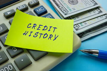 Business concept meaning CREDIT HISTORY with phrase on the page.