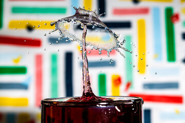 Blue on Red Collisions over a Colorful background