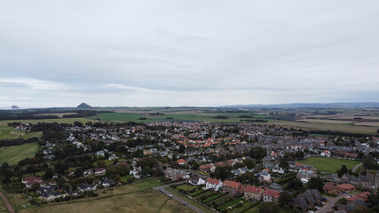 Fototapeta na wymiar Gullena Town in East Lothian aerial view, Scotland