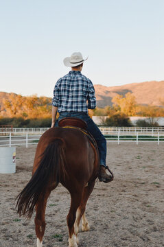 South Asian Man From Indonesia Riding A Horse