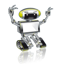 Petit robot sympathique qui est mécontent et peut afficher des messages sur son écran