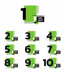 Modern simple countdown timer vector design template. Number day left