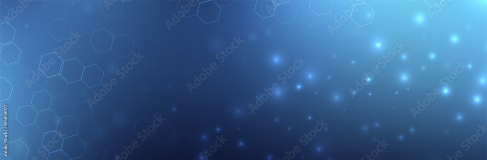 Poster futuristic hexagon background. blue hexagonal pattern. modern vector illustration