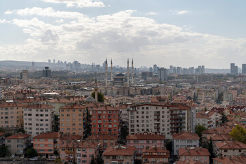 Panoramic Ankara city view in Autumn season, Turkey.