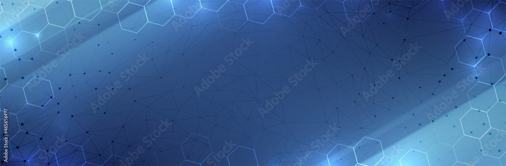Poster futuristic hexagon background. blue hexagonal pattern. modern vector illustration