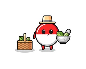 indonesia flag herbalist cute cartoon