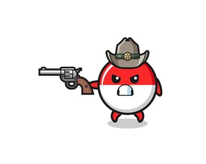 the indonesia flag cowboy shooting with a gun