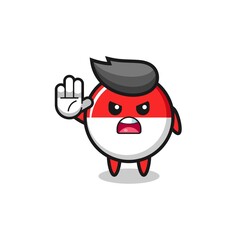 indonesia flag character doing stop gesture