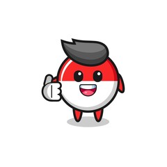 indonesia flag mascot doing thumbs up gesture