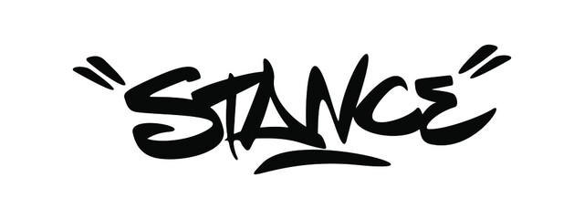 Cool lettering stance word. Black on White. Isolated. Vector. JDM. © Iggyppo