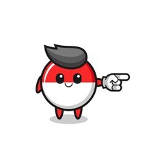 indonesia flag mascot with pointing right gesture
