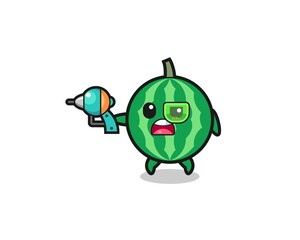 cute watermelon holding a future gun