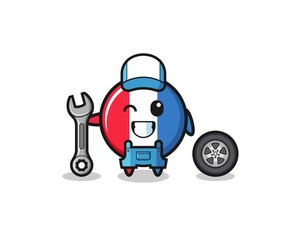 the france flag character as a mechanic mascot