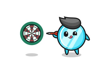 cute mirror is playing dart