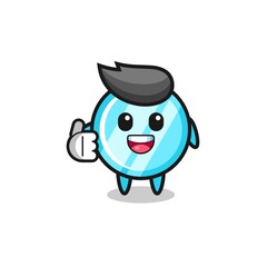 mirror mascot doing thumbs up gesture