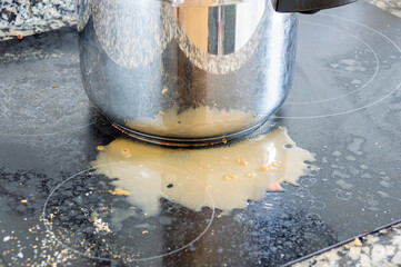 Kitchen induction need wash close up