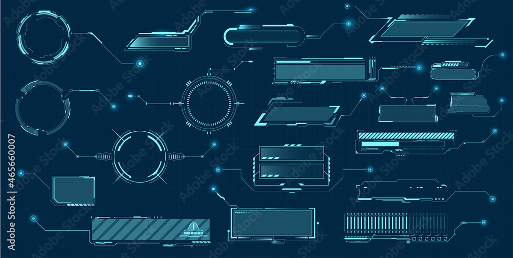 Aufkleber Names of callouts. Callout labels, call information panels and modern layout templates for digital information blocks.  Futuristic set advertising communication. Vector illustration