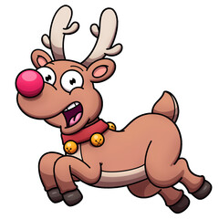 Obraz na płótnie Canvas Cute Flying Cartoon Christmas Reindeer