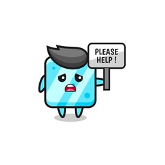 cute ice cube hold the please help banner