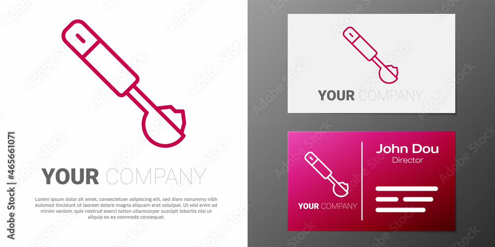 Poster logotype line measuring spoon icon isolated on white background. logo design template element. vecto