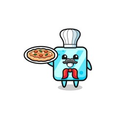 ice cube character as Italian chef mascot