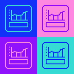 Pop art line Graph, schedule, chart, diagram, infographic, pie graph icon isolated on color background. Vector