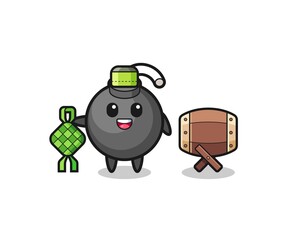 bomb muslim character are celebrating Eid Al Fitr
