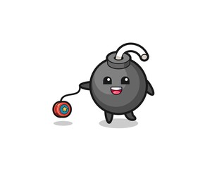 cartoon of cute bomb playing a yoyo