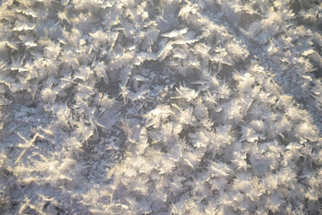 Closeup of natural snowflakes during a winter snowfall