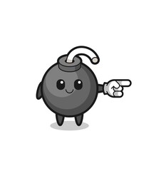 bomb mascot with pointing right gesture
