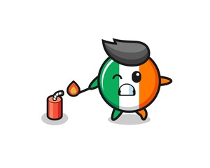 ireland flag mascot illustration playing firecracker