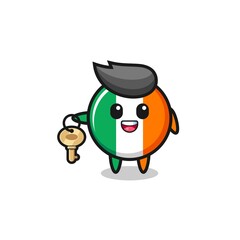 Obraz premium cute ireland flag as a real estate agent mascot