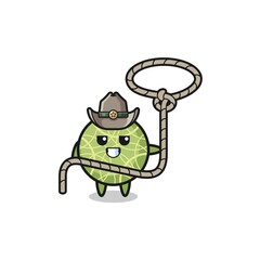 the melon cowboy with lasso rope