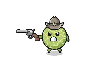 the melon cowboy shooting with a gun